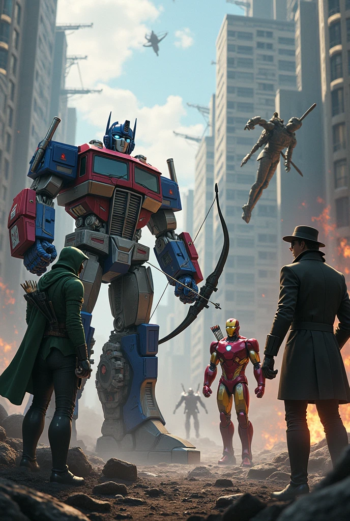 Optimus prime vs green arrow vs iron man vs Sherlock Holmes