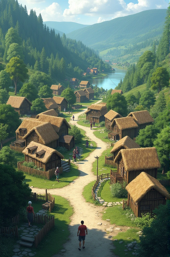 Remote Village** Featuring a quiet and simple village atmosphere, with traditional houses and natural scenery around.