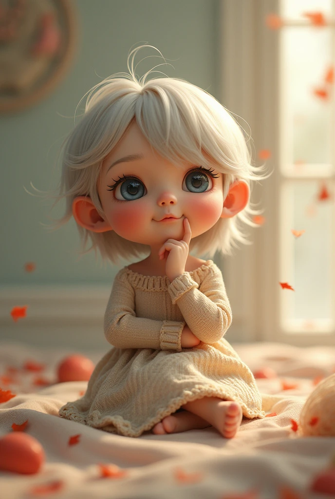 A cute thinking something, realistic, highly detailed.