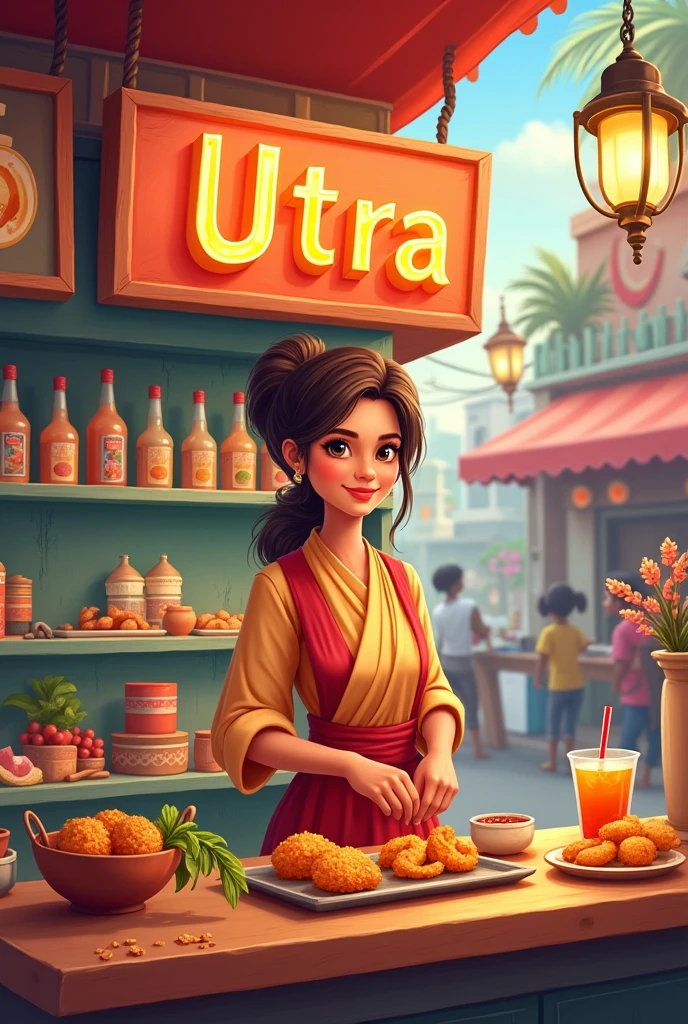 Cold drinks and fried shop cute indian chef
Girl logo name is UTRA logo name
is UTRA