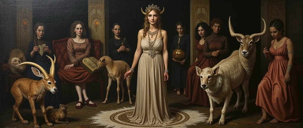 caravaggio painting; circe witch; caravaggio painting; madeline miller; with her animals;