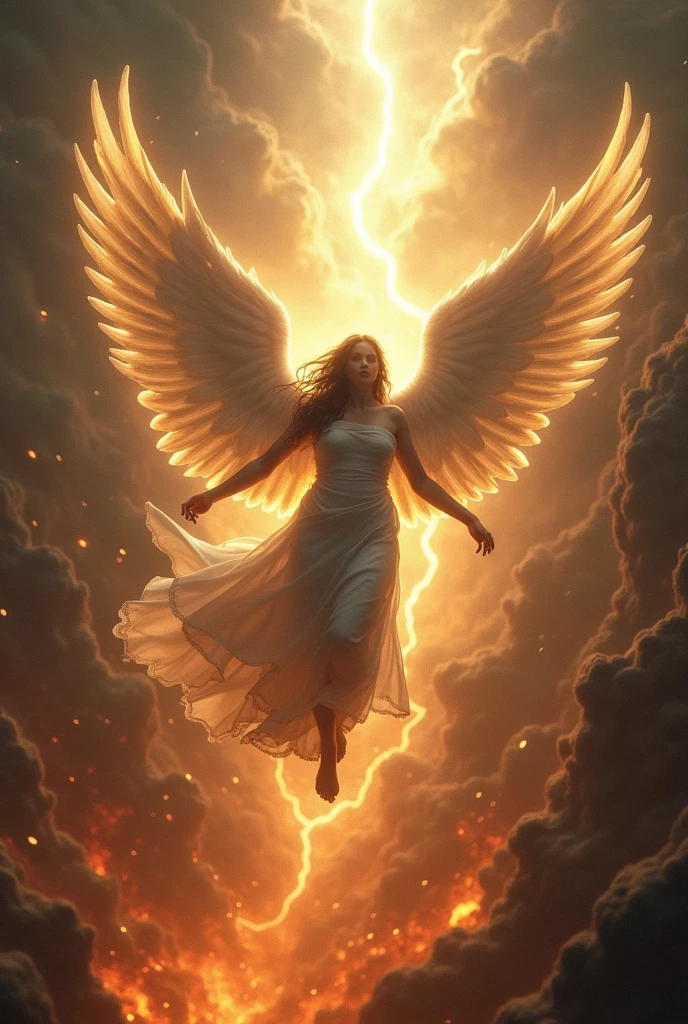 (best quality,4k,8k,highres,masterpiece:1.2),ultra-detailed,realistic,photorealistic:1.37,illustration,angels, carrying a long banner with texts "Azia - Avika ❤️ Ibu",dramatic,falling,heaven,fire,darkness,feathers,contrast,intense,mythology,surrealism,elegance,holy light,vivid colors,detailed wings,ethereal,expressive,divine beings,hope,rays of light,chaos,majestic,apocalyptic,cosmic,powerful,grandeur,spectacular scenery,fiery abyss,heavenly beings,graceful,celestial beings,fierce,mythical creatures,demonic flames,luminous,ominous shadows,dramatic motion,mystical,angelic battle,dramatic composition,splendid,awe-inspiring,divine intervention,tragically beautiful,epic