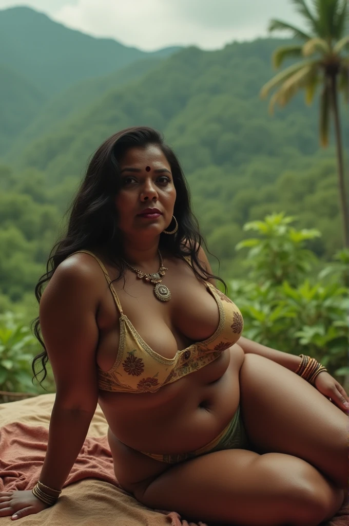 (highres,ultra-detailed,photorealistic), (big,strong,curvy body,lustful,gigantic saggy breasts:1.1),(🔥Hot:1.1),(🛢️oil on breasts:1.1),(only old bra and jewellery:1.1),(horny mother:1.1),(Indian mother),(beautiful,super defined curvy full body),(Indian milf showing gigantic cleavage and saggy gigantic breasts),(hard),(soaked in sweat:1.1),(erotic),(seducing:1.1),(sexy facial expressions),(indian traditional outfits),(valley),(breastfeeding photography),(prime lens cinematic),(raw),(mother's love),(creative bend down pose:1.2),( lying on bed:1.1)