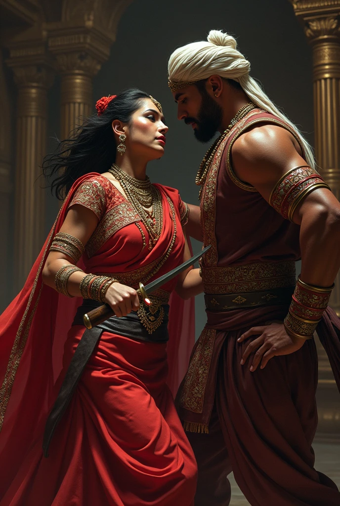 A rajputi woman killing her rajput husband with knife