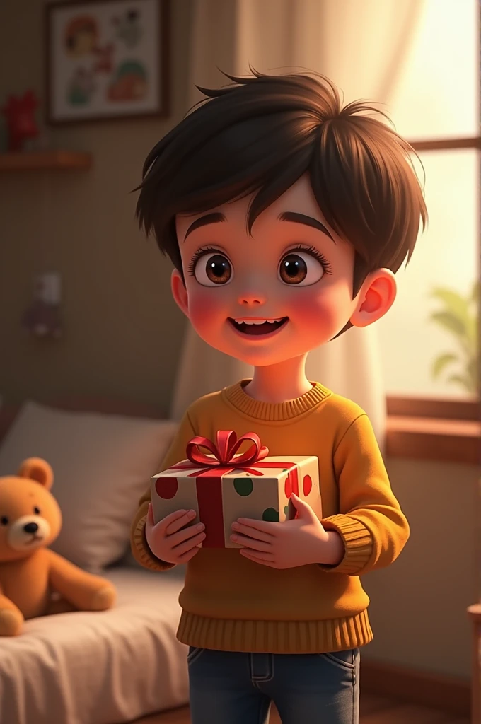 Gift holding in boys hand
