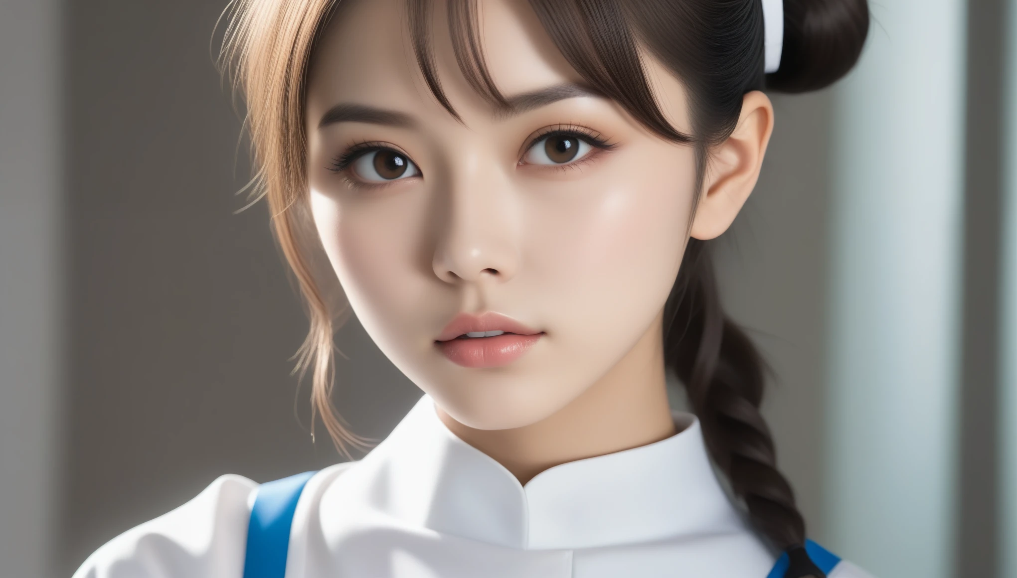 8k, Ultra-high resolution, Highest quality, masterpiece, 三分割法によるphotograph,Surreal, photograph, 1 , (:1.3), cute, cute顔, 細部までBeautiful Eyes, 細かくdetailedに,masterpiece,One Girl:1.2,Japanese women,nurse,upper body,glaring,Black short hair,half updo,ID photo,(Futuristic nurse uniform:1.3),cyber punk,Medical Treatment Room,white collar,(Beautiful attention to detail),Subtle details, detailedな顔,anger,Attractive eyes,(ポートレートphotograph:1.4),(Photorealistic images:1.4),Fantasy art,(Beautiful Face:1.4),美しくAttractive eyes、Beautiful Eyes,Silver residue,(Tight waist:1.4)、(Beautiful with perfect body proportions:1.4),Pink Lips,profile,(((Ideal body type))),A-cup small breasts :2,、Portraiture:2、Perfect ???????、鮮明なdetailed、detailed,Fashion magazine cover,Thin lips,完璧でBeautiful Face ,完璧でcute顔, Skin with attention to detail, Perfect limbs、Narrow waist,Surreal,Light and shadow,spotlight