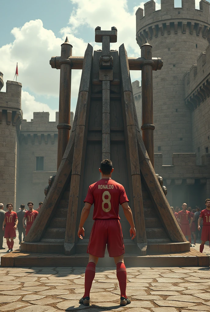 cristiano ronaldo using a medieval catapult

