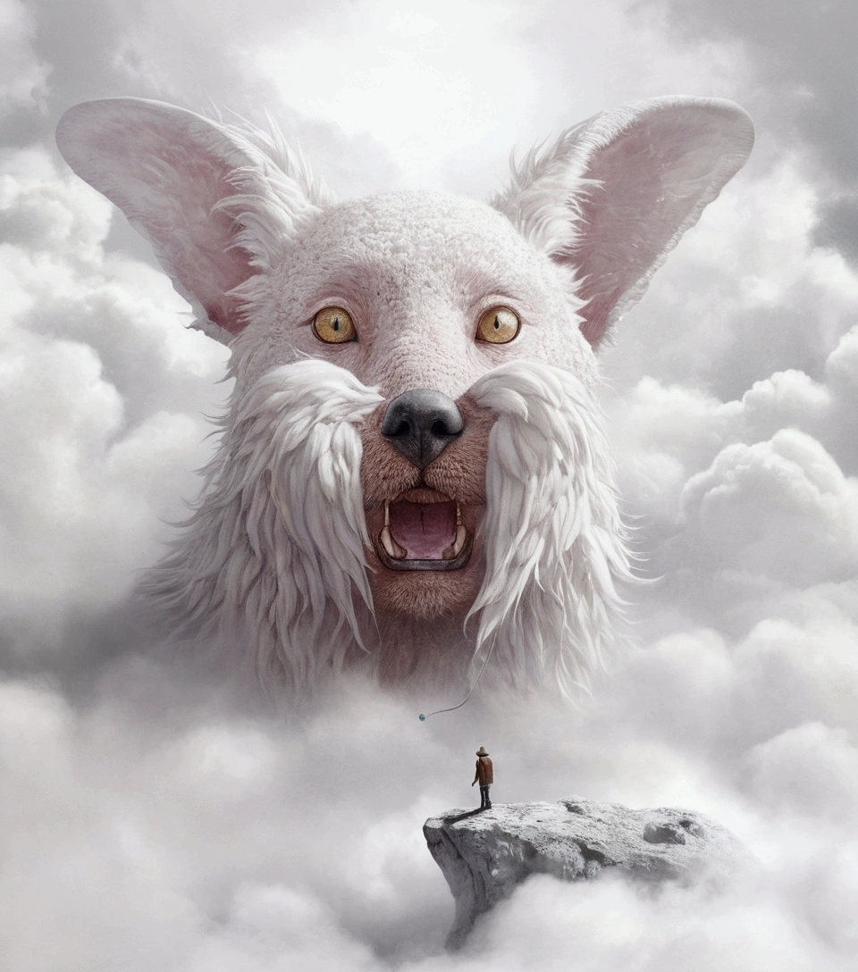 白い羽根と青いeyeをした何かがいます。, Surreal digital art, surreal hybrid animals, Beep and mike winkelmann, Highly detailed digital art in 4K, Beautiful digital art, Digital Art 4K Anxiety, Beep art, Beep daily art, Beep. Hyperrealism, Beep and jean giraud,eye,high resolution,Real,Drift,fog,float,cloud,Floating,reality,8k