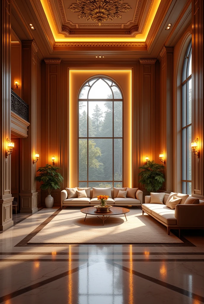 Beautiful luxury home with so many lights and beautiful very big room having big television and big frame rectangle shape