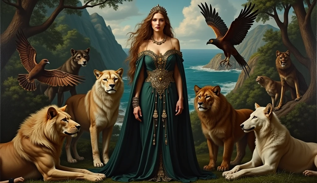 caravaggio painting; Circe witch; caravaggio painting; madeline miller; with her animals; island of Circe; Godess; realism