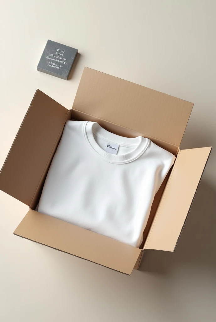 A white ashes, tshirt unboxing in a flat box, inside the box must be a small marble flat small piece 4cm by 4cm having Bible verses and company Information