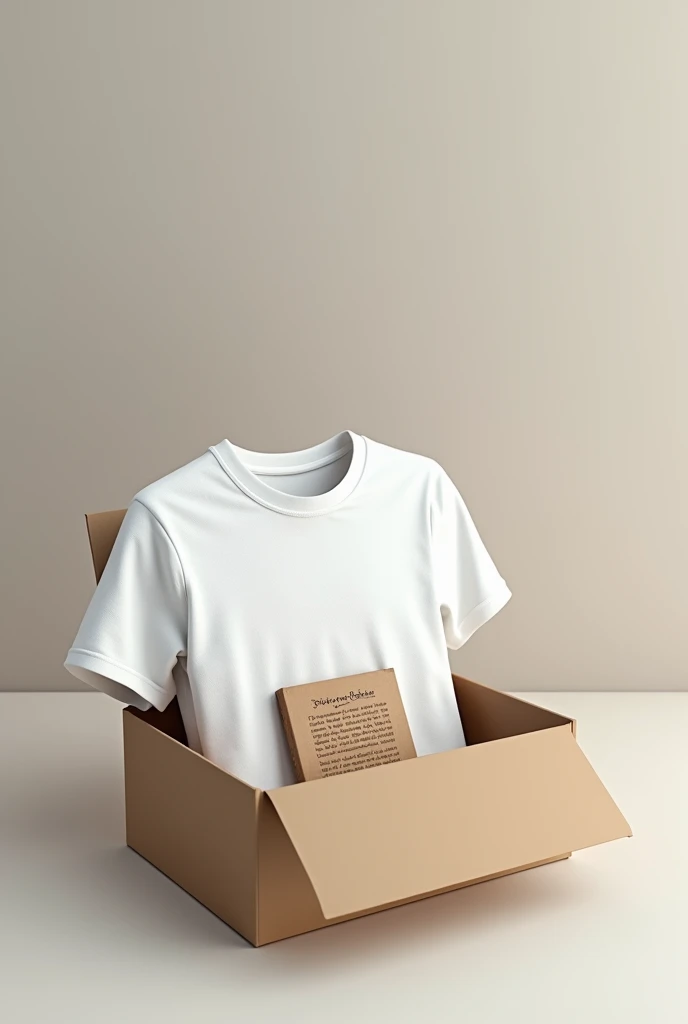 A white ashes, tshirt unboxing in a flat box, inside the box must be a small wood flat small piece 4cm by 4cm having Bible verses and company Information