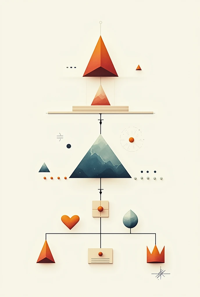 Vertical organization: a pyramid or a hierarchical structure Horizontal organization: a horizontal line or a grid Flat organization: a plane or smooth surface Matrix organization: a matrix or a grid Hierarchical organization: a crown or a symbol of authority