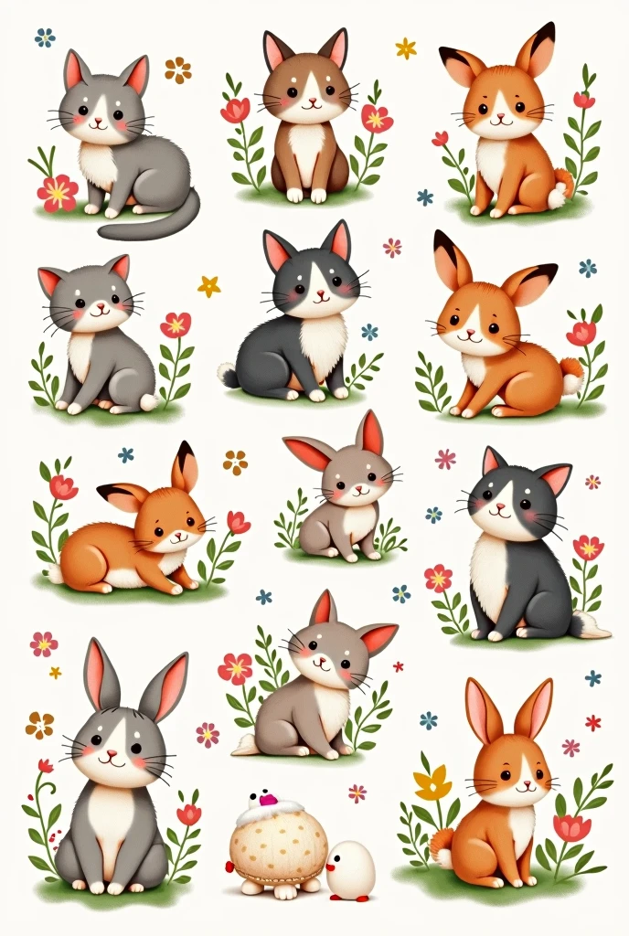 Cute illustrations for embroidery