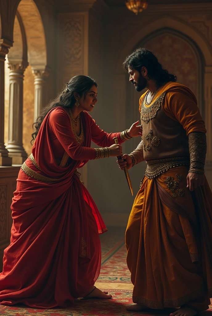 A rajput women killing her rajput husband with knife