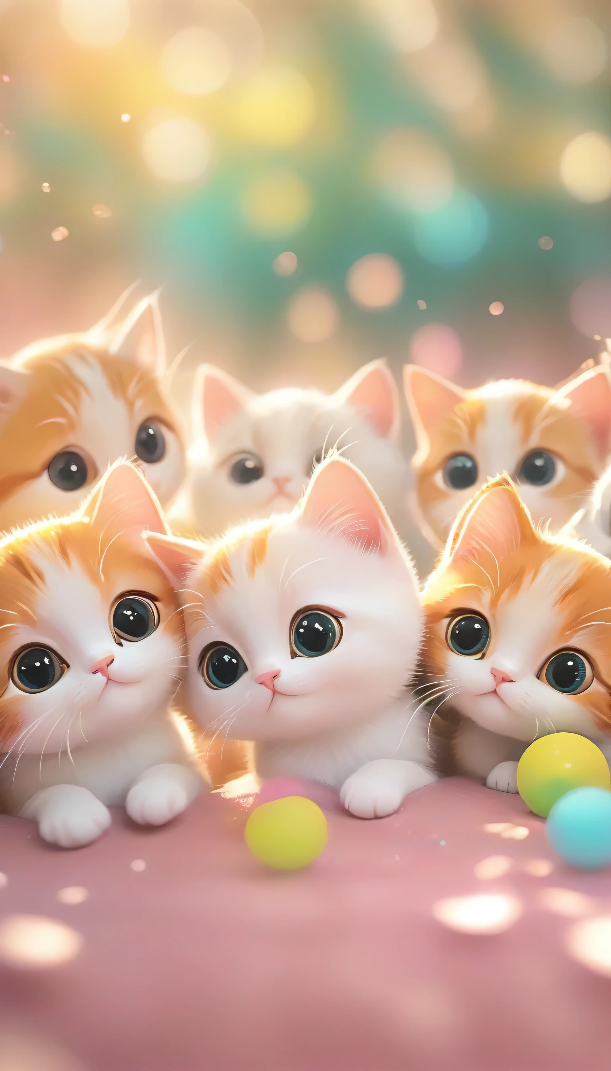 (masterpiece, Highest quality:1.2), Fisheye Lens:1.4,Multiple cats close-up on a pink background, cute numbersArt, Beautiful and detailed digital art, 8K high resolution illustration wallpaper, Cute numbers, Blurred dream picture, 4K HD wallpaper illustration, Cute 3D rendering, Beautiful artistic illustration, 2D illustration, 2D illustration, Blurry dreamy illustration, Spectacular concept art. bokeh