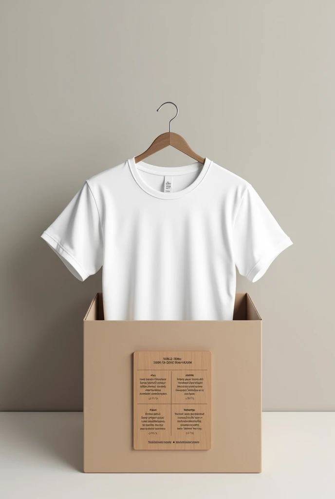 A white ashes, tshirt unboxing in a flat box, inside the box must be a small wood flat small piece 4cm by 4cm having Bible verses and company Information 