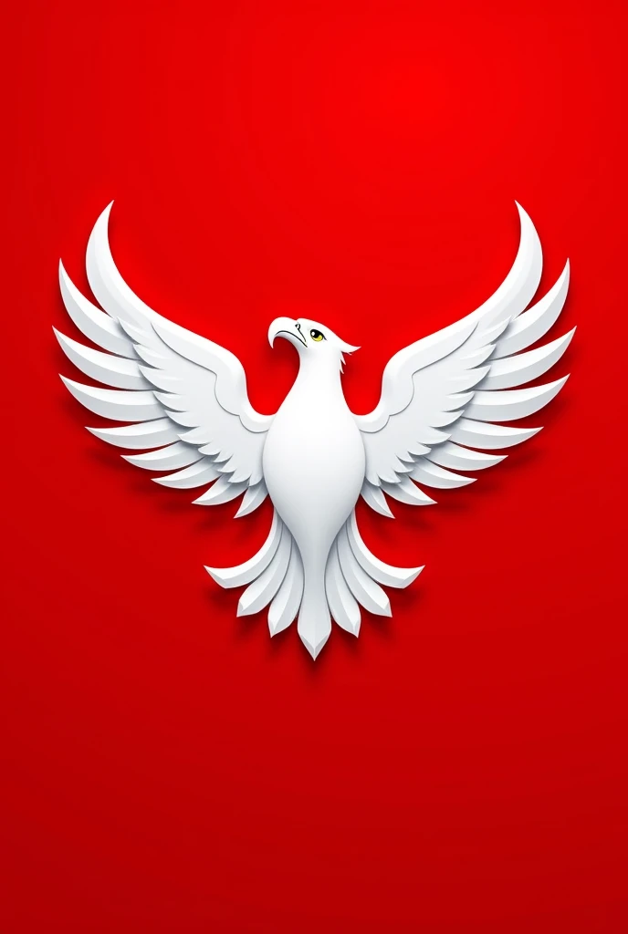 a logo of a white eagle with open wings on a completely red background