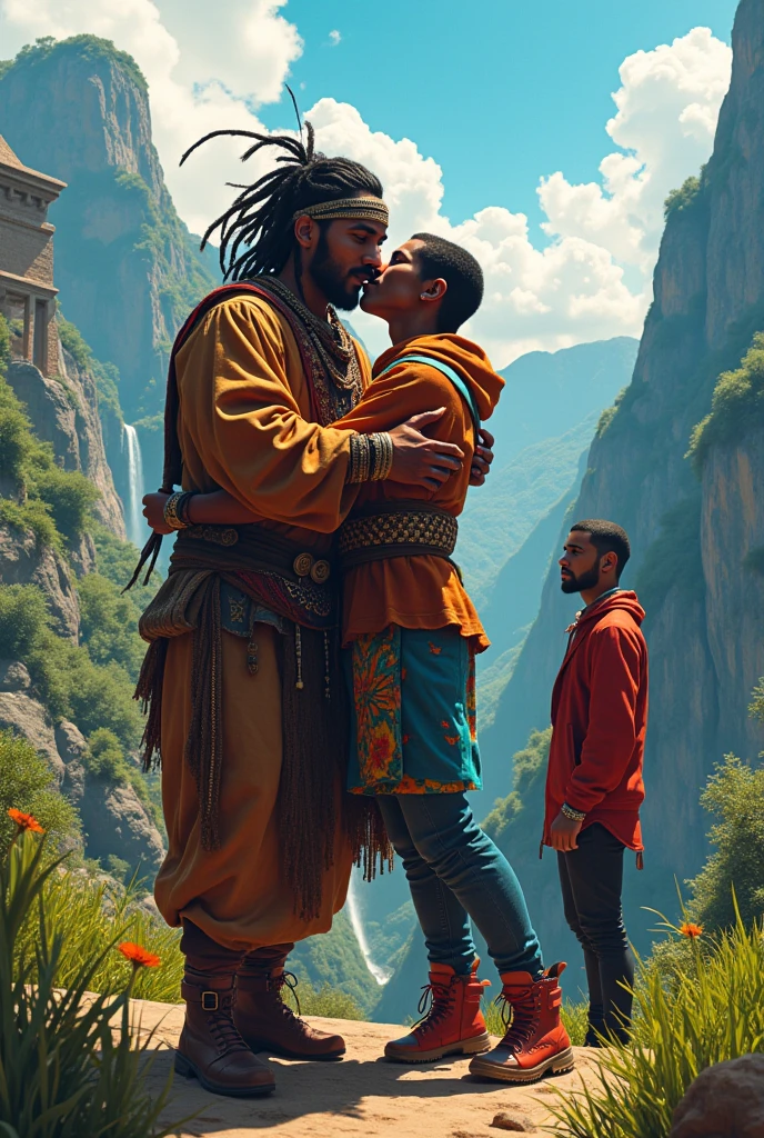 Túpac Amaru from Peru is kissing Bad Bunny and Drake sees them