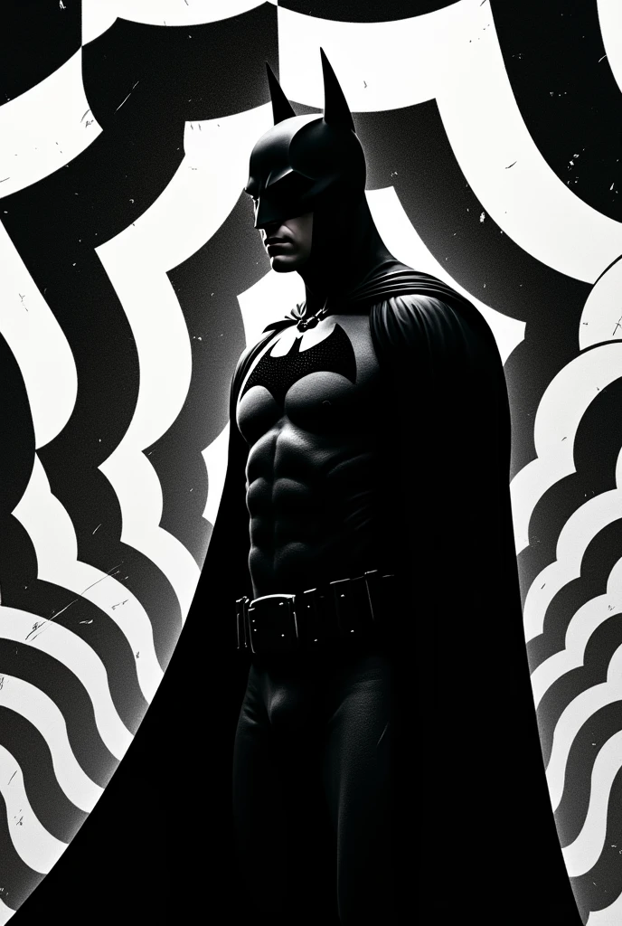 Batman in op art, black whate