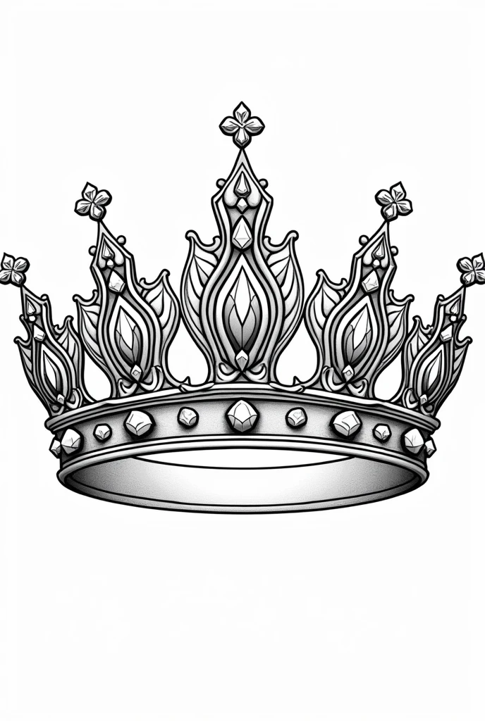 Create a picture of a princess crown with rhinestones as a coloring page with pattern