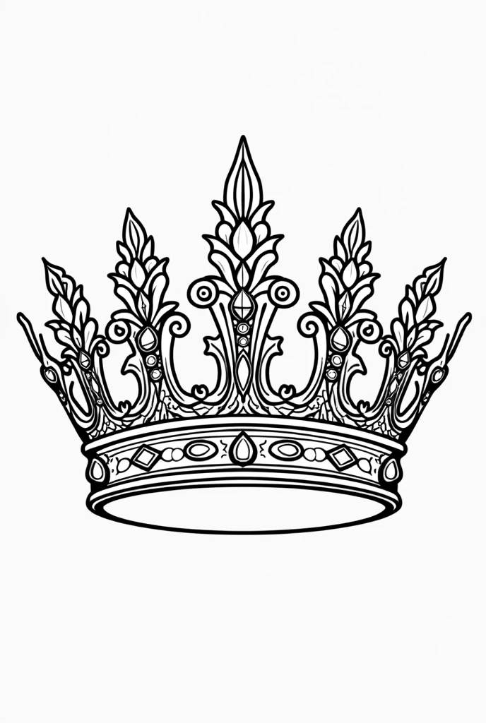 Create a picture of a princess crown with rhinestones as a coloring page with pattern
