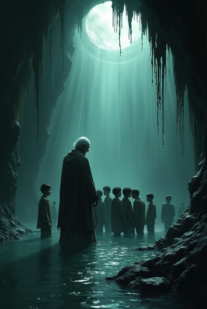 Ek koch teacher aur boys on cave everyone is sad and full of woter cave