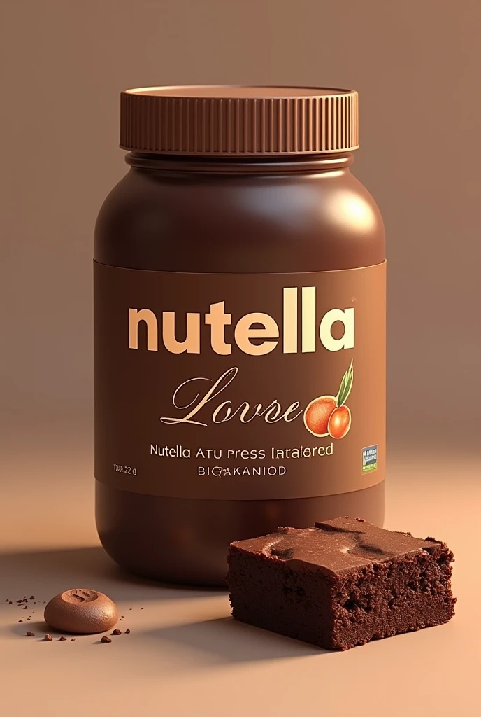 Create a packaging for a Nutella brownie in Oliver that is reminiscent of Nutella.