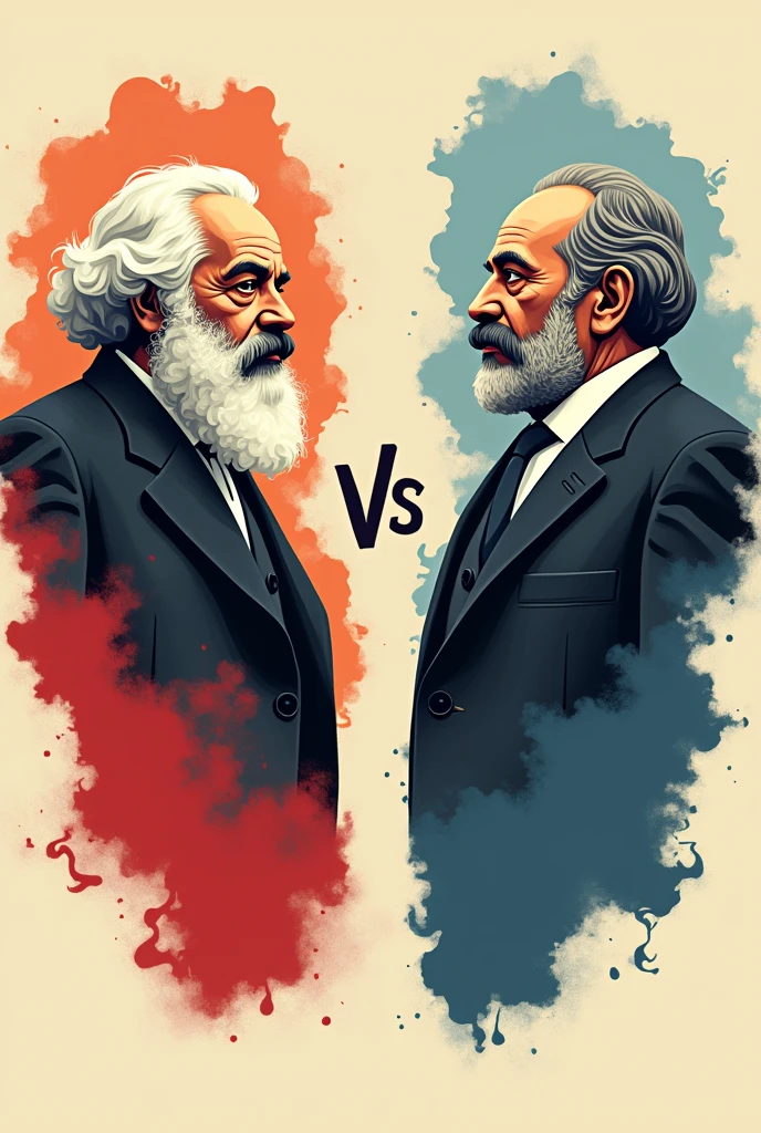 creates an image of placing Marx on the left side and a VS in the middle and Hayeck on the left side