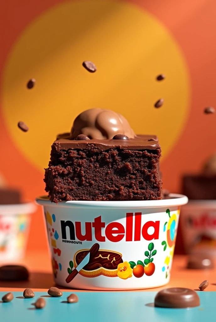 Create a packaging for a Nutella brownie in Oliver that is reminiscent of Nutella.
More colorful with the smaller pot