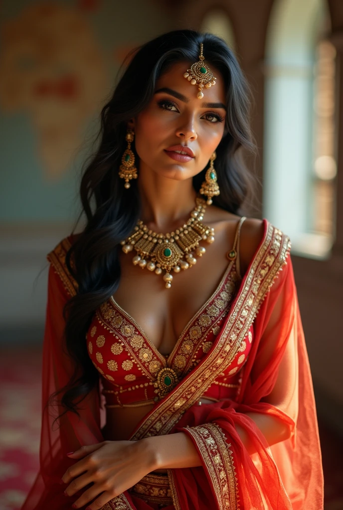 (masterpiece, beautiful, highres),1indiangirl,hot,Big funbags,black body wear,stimulating