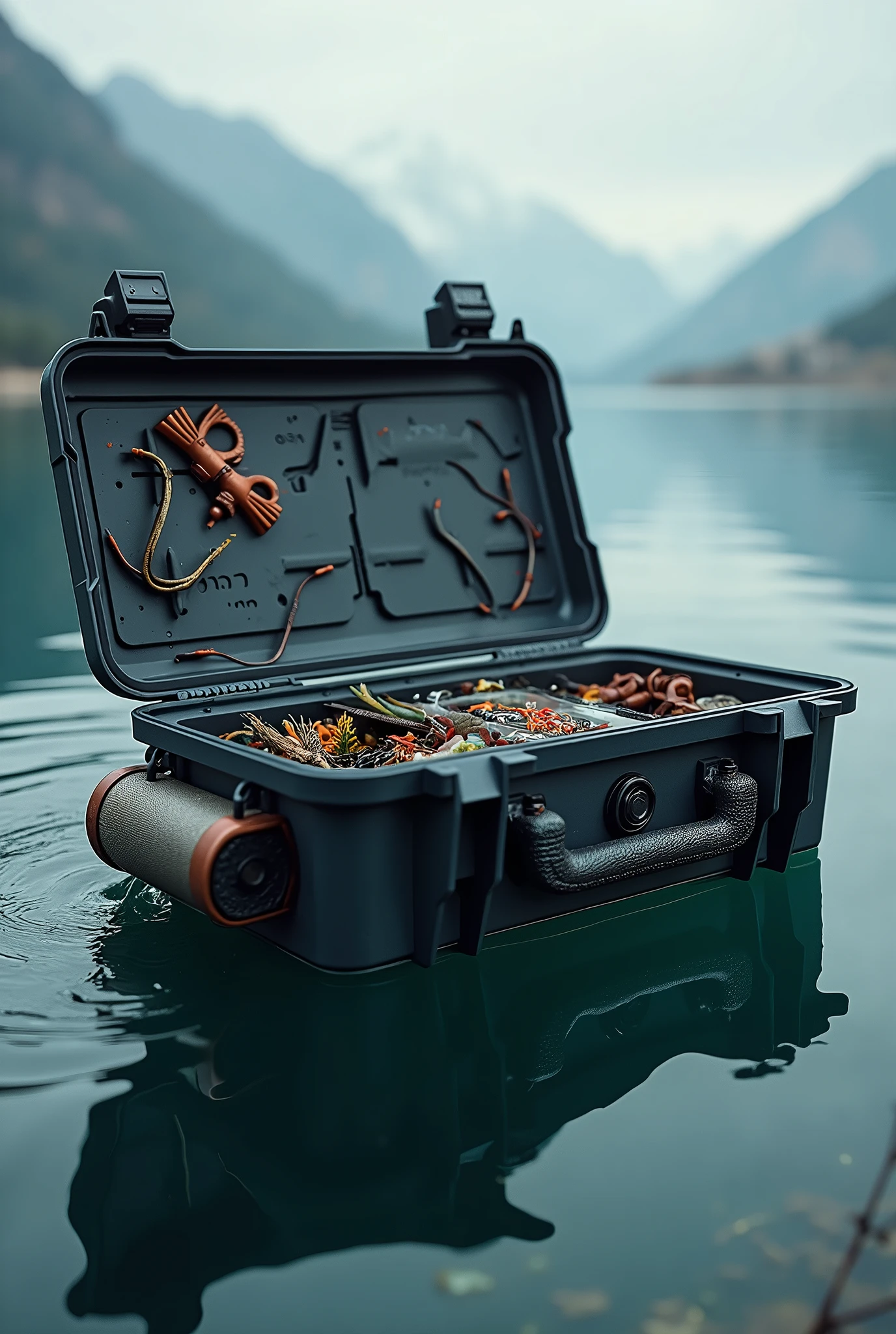 a modern fishing box with built-in oxygen pump and gps