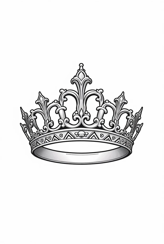 Create a picture of a crown for a princess as a coloring page with pattern