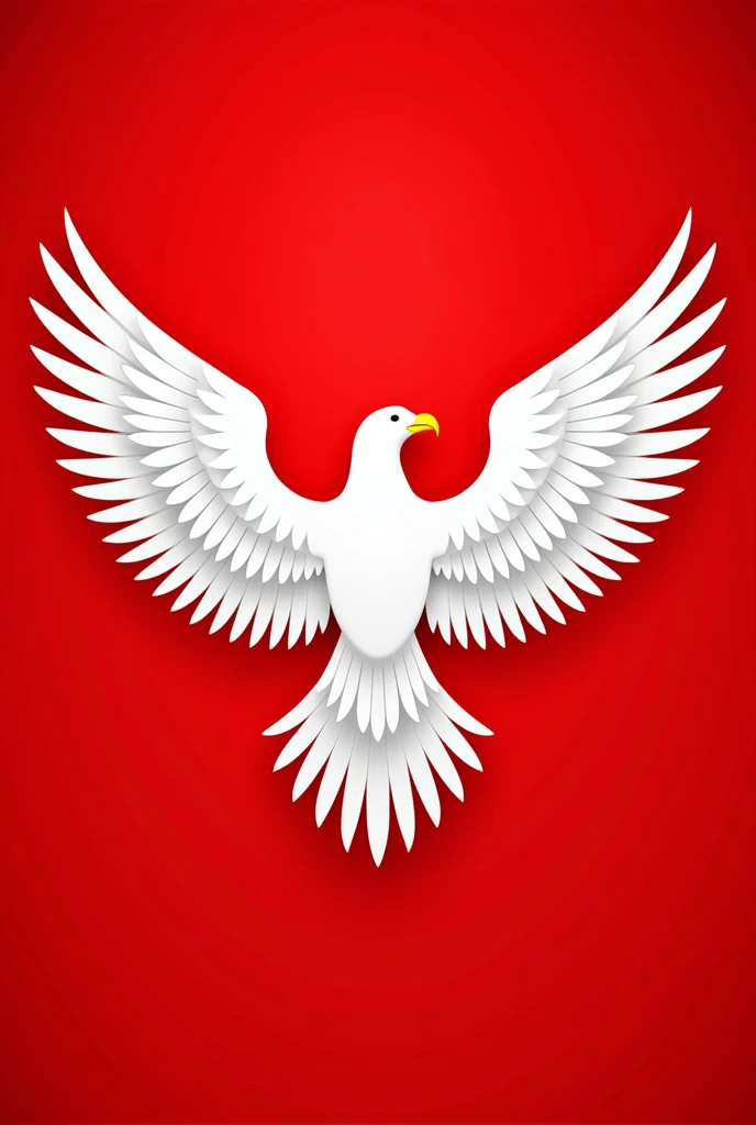 create a fund for dissemination, having a white eagle with open wings with a completely red background with the phrase "holy land"