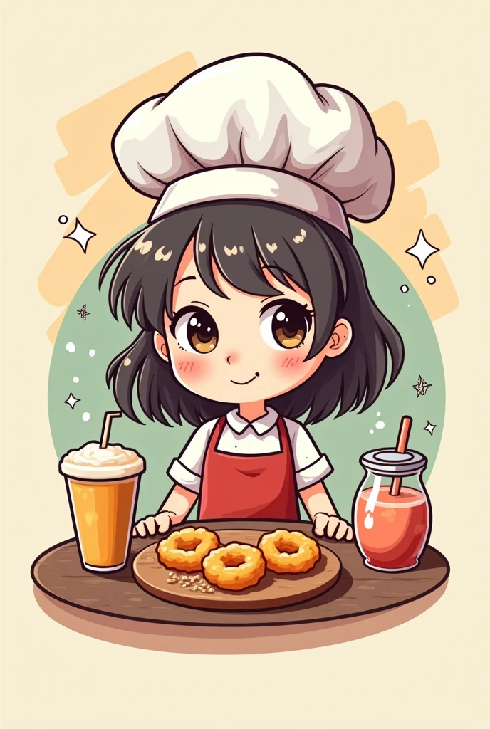 Cold drinks and fried shop cute chef Girl logo name is UTRA logo name is UTRA