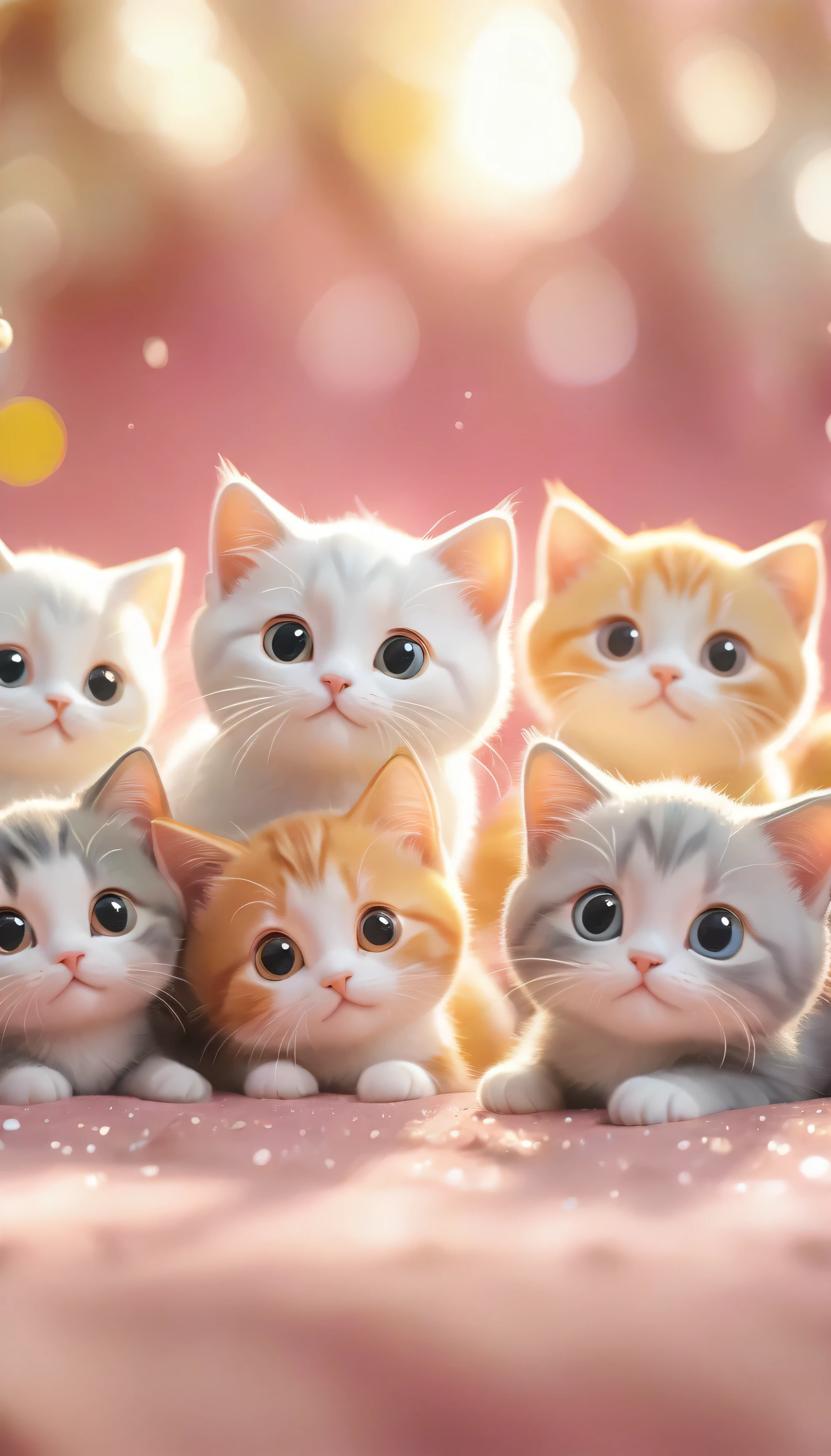 (masterpiece, Highest quality:1.2), Fisheye Lens:1.4,Multiple cats close-up on a pink background, cute numbersArt, Beautiful and detailed digital art, 8K high resolution illustration wallpaper, Cute numbers, Blurred dream picture, 4K HD wallpaper illustration, Cute 3D rendering, Beautiful artistic illustration, 2D illustration, 2D illustration, Blurry dreamy illustration, Spectacular concept art. bokeh