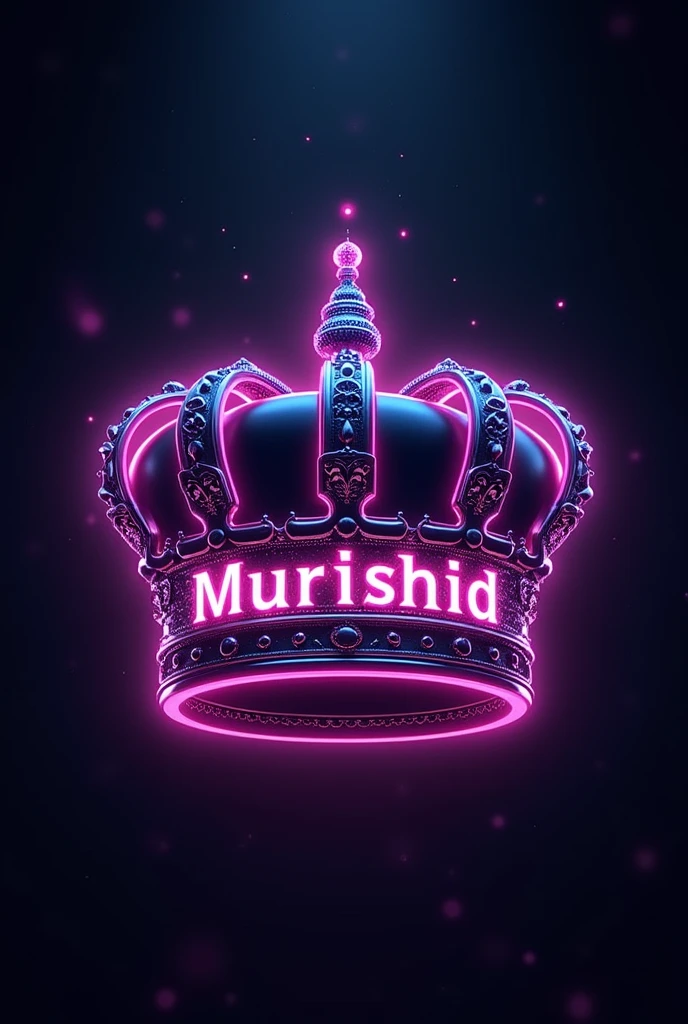 Crie uma imagem preta com fundos roxos neon com uma coroa bem destacada exemplo 👑 com o nome murshid dentro da coroa