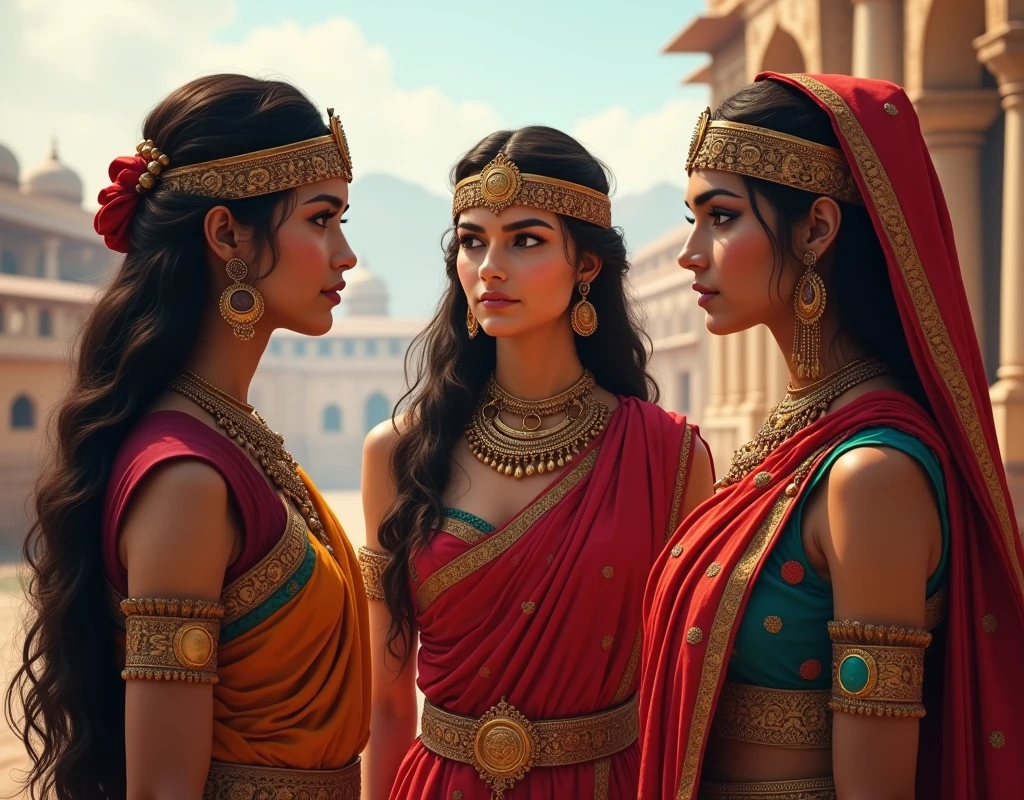 The two female rajput warrior talk male rajput warrior in our kingdom in the kingdom