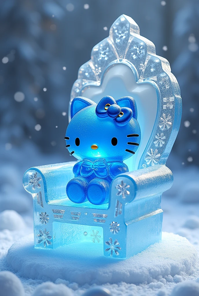 I want to create an ice chair with a blue Hello Kitty statue