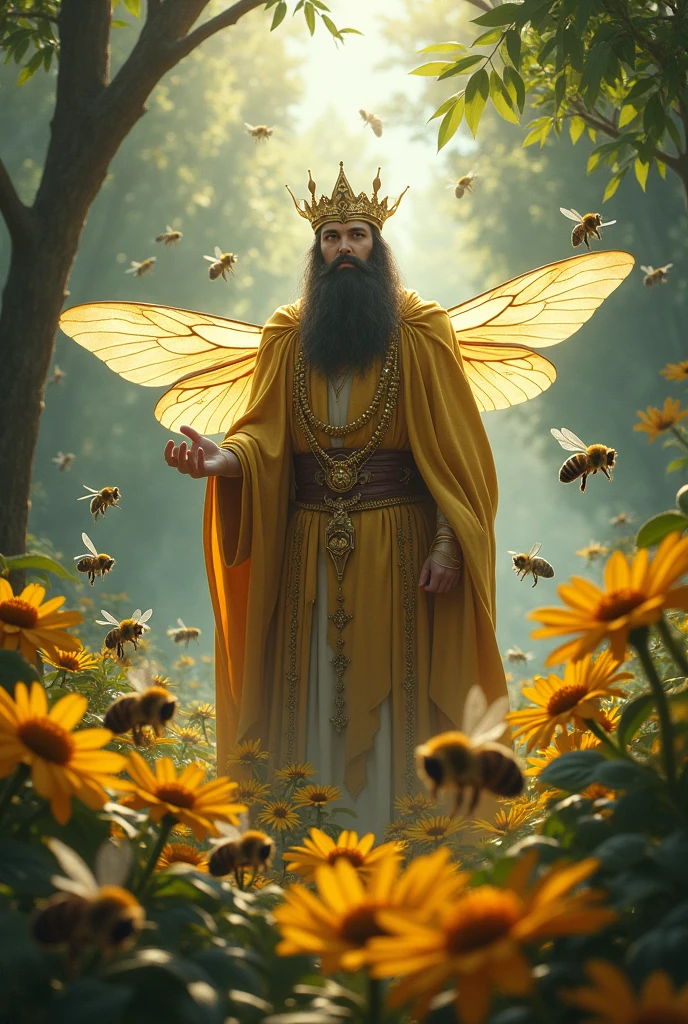 A bee king makes calm and beautiful forest a bee make disciplend jungle