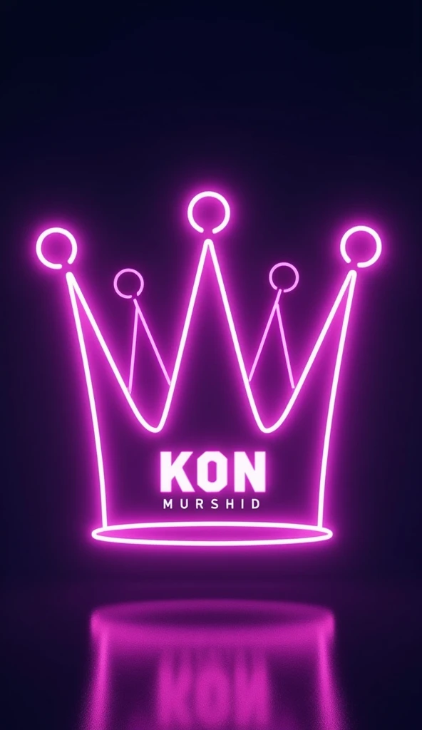 Crie uma imagem preta com fundos roxos neon com uma coroa bem destacada exemplo 👑 com o nome kon murshid? inside the crown 