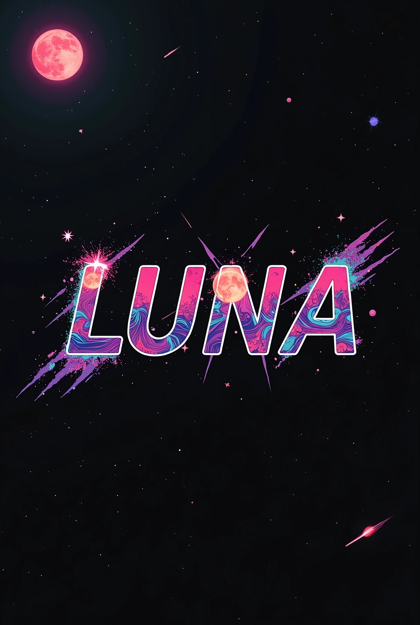 High resolution, logo spelling swiftly “Luna” cool, Jdm theme, anime theme, Cyberpunk vibe name spelling, brand logo, logo for tshirt, brand logo “LUNA”, neon vibes, acid trip vibes, acid trip, shooting stars, acid trip inside “LUNA”, acid trip, hallucinations inside “LUNA”, Waves of hallucinations, purple, techno hallucinations inside “LUNA”, Acid trip hallucinations inside “LUNA” , Waves of hallucinations inside “LUNA”, smoke, 