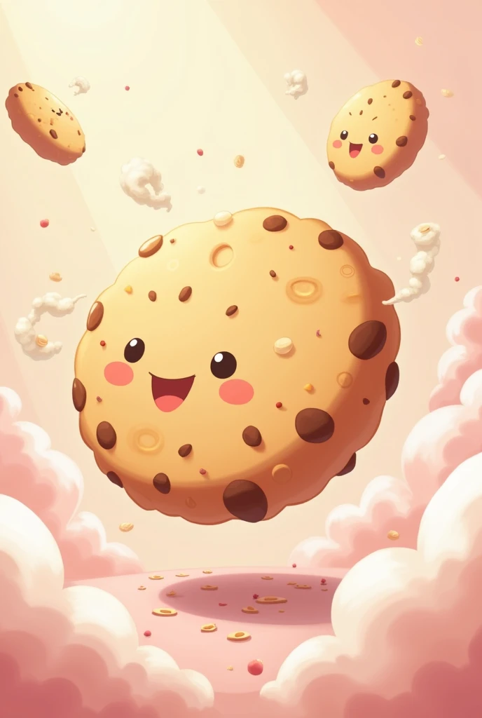A cookie in the air in anime style