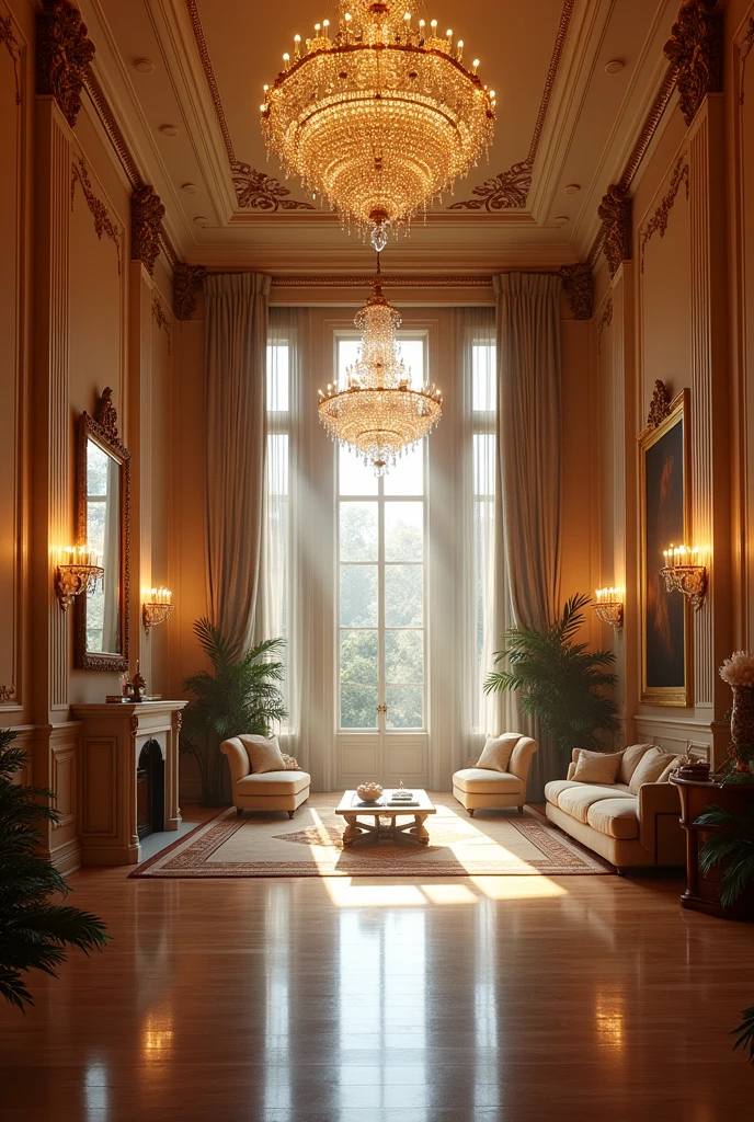 Beautiful luxury home with so many lights and beautiful very big room having and big frame