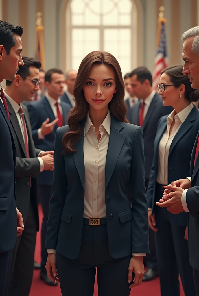apolitical person surrounded by politicians