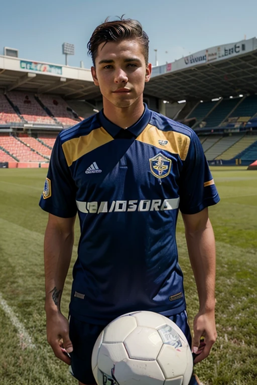 Young American man on soccer field wearing La Galaxy uniform