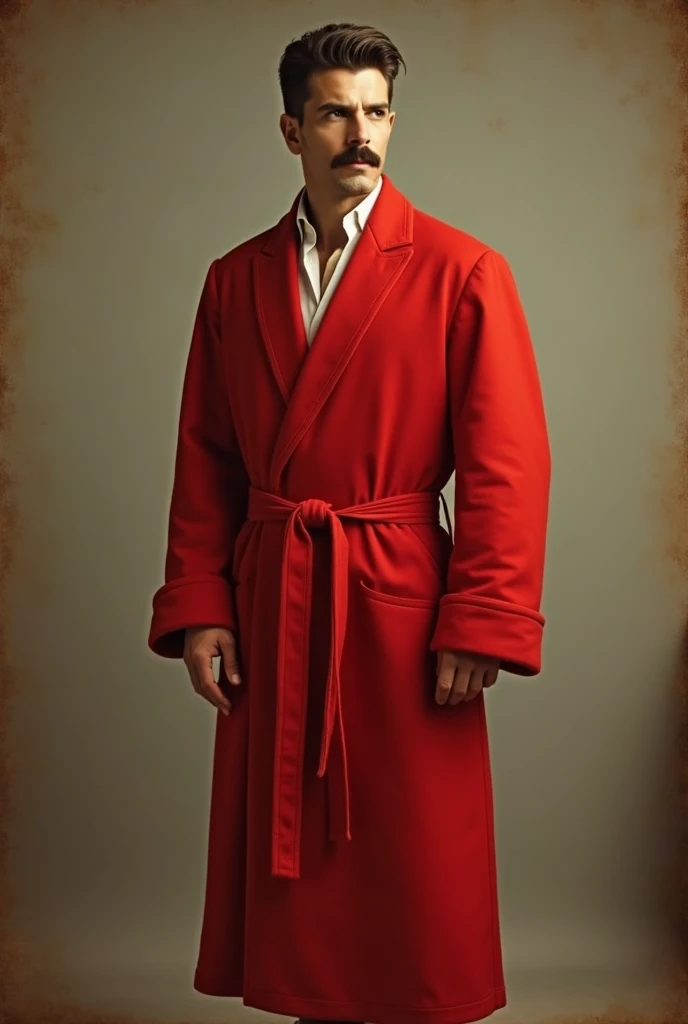 A photo from the 1920s, imitating the aesthetics of the time, of a man wearing a red robe