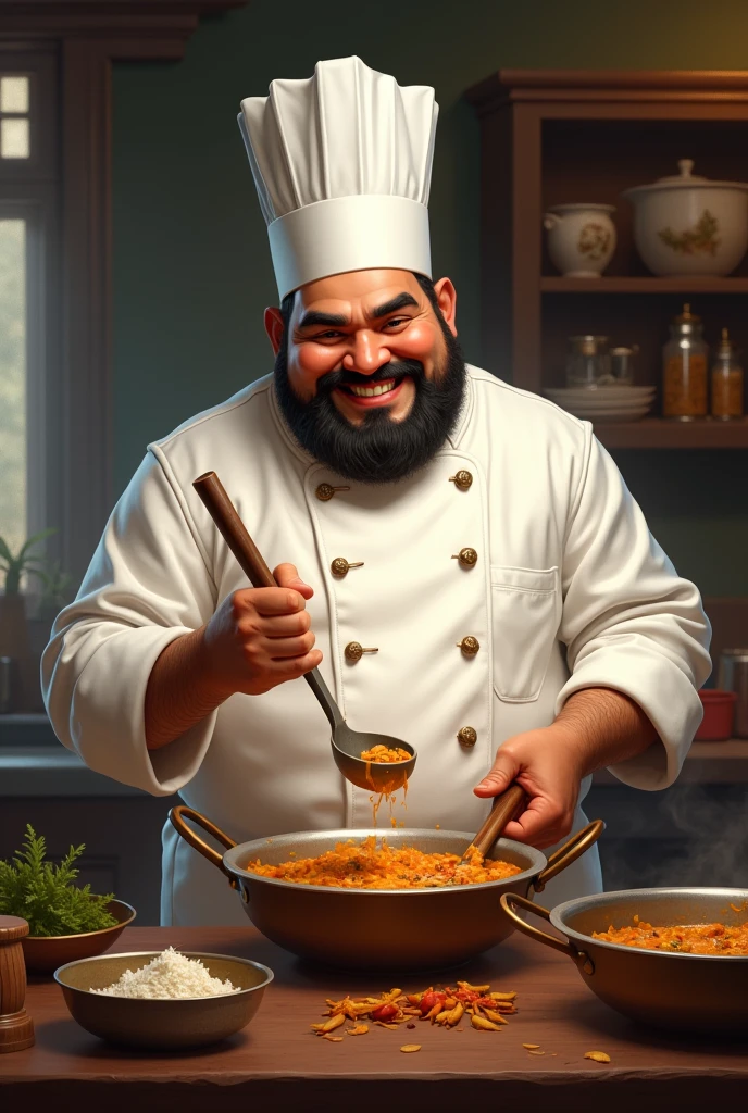 an fat chef with  karandi