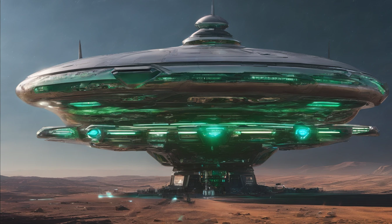 The styles of Judith Garfield and Reeves-Stevens Visualize a (((very large starship))) based on the shape of an infinity symbol, with a length of 144 feet and a diameter of 72 feet at its midsection. Two ((diamond crystal nacelles)) are evenly spaced above the back of the base of the ship. The body is designed like an aircraft carrier. A massive flat dish + a bubble-shaped metallic green 1974 Winnebago forms the bridge in its center, emulating styles of Ridley Scott and Issac Asimov. The ship is flying past Saturn.