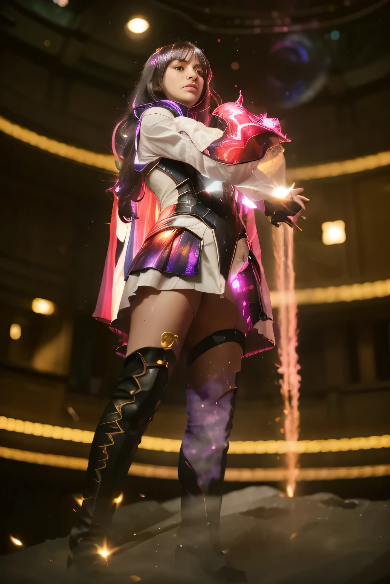 (Best quality, 8k, 32k, Masterpiece, UHD:1.2) To turn the setting of the image into Stellaron from Honkai Impact, picture a vast cosmic landscape brimming with mystique and wonder. The central focal point is the Stellaron itself, an enigmatic celestial object glowing with an intense, otherworldly light. The Stellaron radiates beams of pure energy that ripple outwards, casting dramatic shadows and illuminating the surrounding space in a dance of light and dark.
The background of the image is a tapestry of the universe, with countless stars, nebulae, and distant galaxies painted across the canvas. Deep blues, purples, and blacks blend together, creating a rich, cosmic ambiance that is both serene and awe-inspiring. The stars sparkle like diamonds against the velvet of space, adding depth and texture to the scene.
Around the Stellaron, swirling patterns of cosmic dust and energy currents move like ethereal rivers, giving the impression of an active, living universe. The shadows cast by the Stellaron are long and dramatic, emphasizing the contrast between the brilliant light and the infinite darkness of space.
The overall aesthetic is a balance between light and shadow, the known and the unknown, capturing the essence of Stellaron as a powerful, mysterious force within the vast cosmos of Honkai Impact.